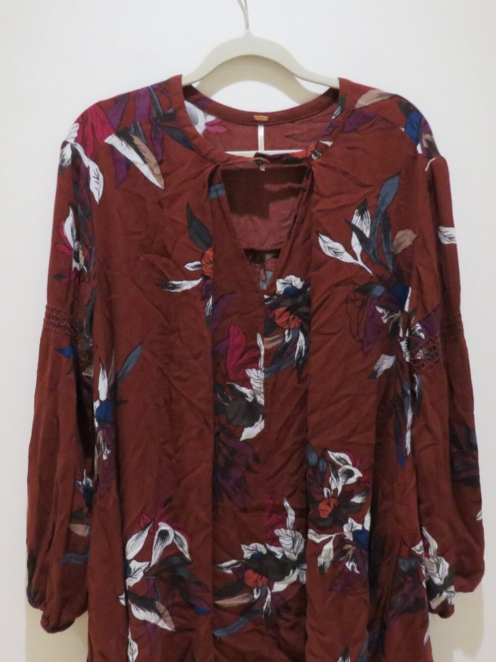 FREE PEOPLE Tree Swing Tunic Dress Electric Orchid Floral Medium Boho Festival - Picture 3 of 12